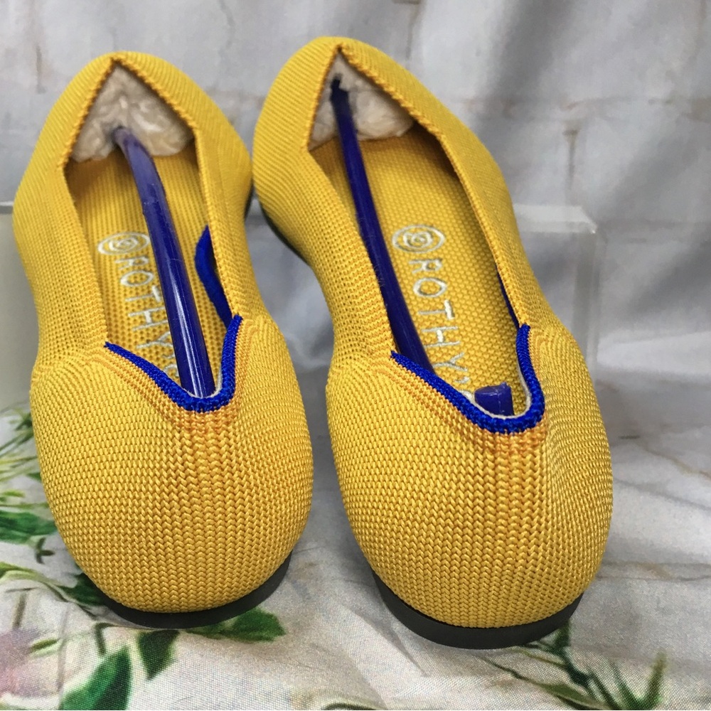 Rothy’s Shoes women’s sz 6.5 Yellow Marigold ballerina slippers flat shoes new - Picture 5 of 11